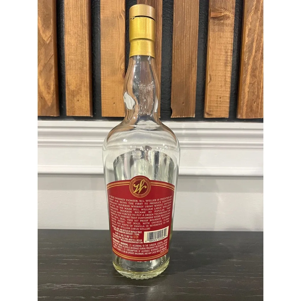 Weller Antique 107 Empty Bourbon Bottle 750ml with Cap Red Label Not Rinsed